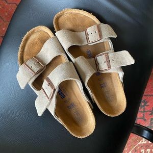 Birkenstock Arizona Suede Taupe Soft Footbed 37